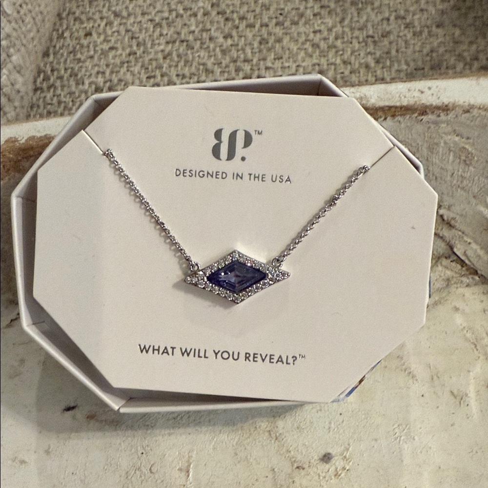 Silver Necklace with Purple Gemstone by BP